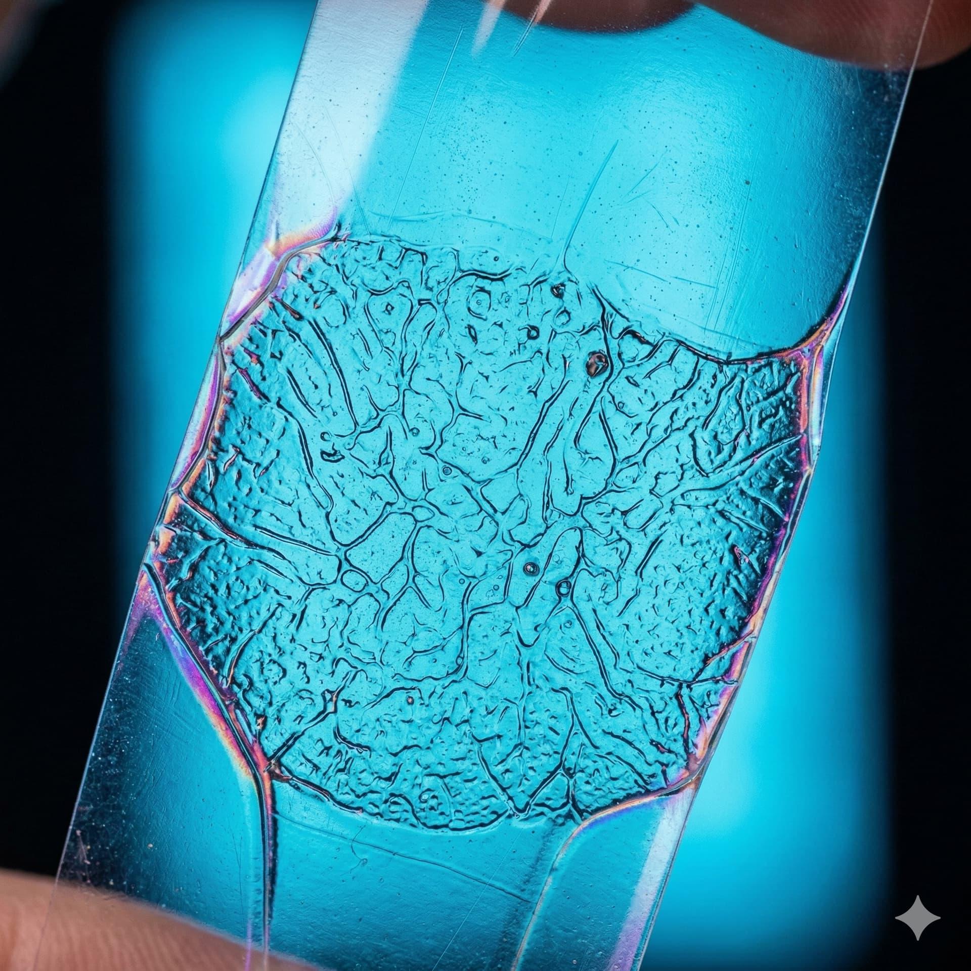 Ultra-clear PPF film macro — adhesive texture detail